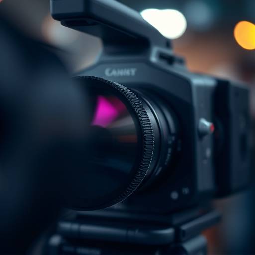 Nahaufnahme einer professionellen Filmkamera mit Schärfentiefe